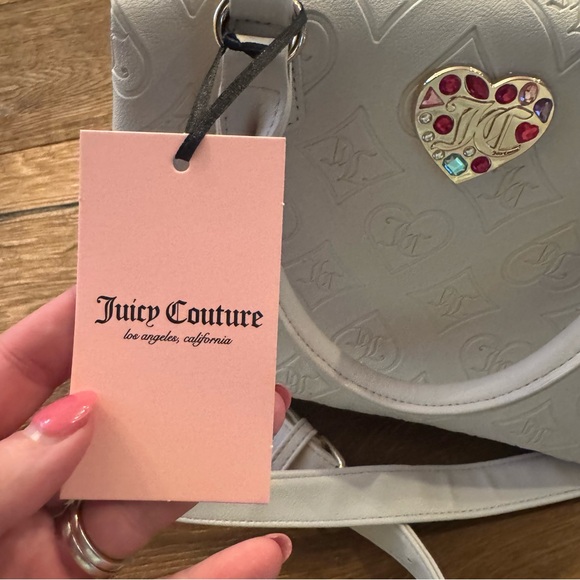 NWT Juicy Couture satchel with embossed pattern and hearts embellishment - Picture 3 of 9